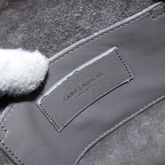 SAINT LAURENT Hand Bag Leather 2way Silver 297957 Auth bs31199