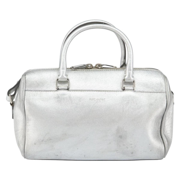 SAINT LAURENT Hand Bag Leather 2way Silver 297957 Auth bs31199