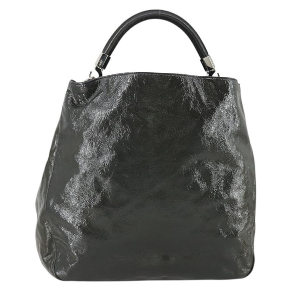 SAINT LAURENT Shoulder Bag Enamel Khaki Silver Auth bs31200