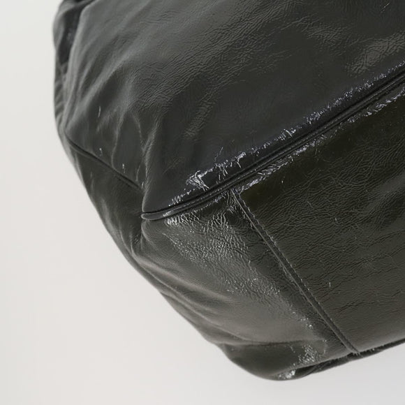 SAINT LAURENT Shoulder Bag Enamel Khaki Silver Auth bs31200