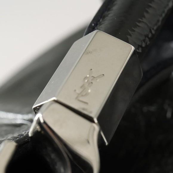 SAINT LAURENT Shoulder Bag Enamel Khaki Silver Auth bs31200