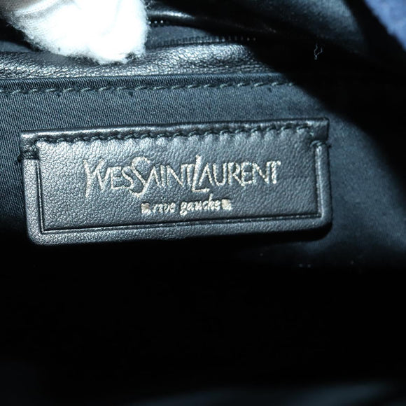 SAINT LAURENT Shoulder Bag Enamel Khaki Silver Auth bs31200