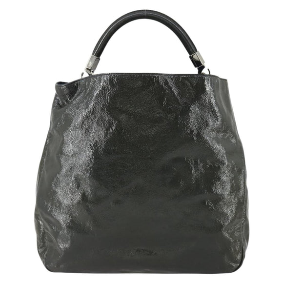 SAINT LAURENT Shoulder Bag Enamel Khaki Silver Auth bs31200