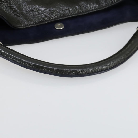 SAINT LAURENT Shoulder Bag Enamel Khaki Silver Auth bs31200