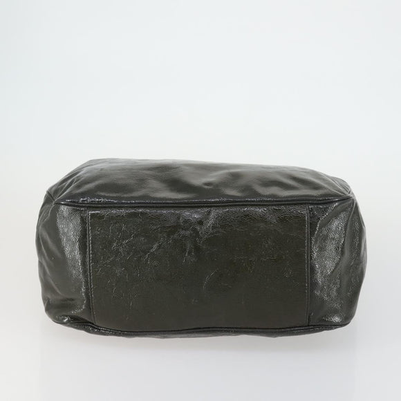 SAINT LAURENT Shoulder Bag Enamel Khaki Silver Auth bs31200