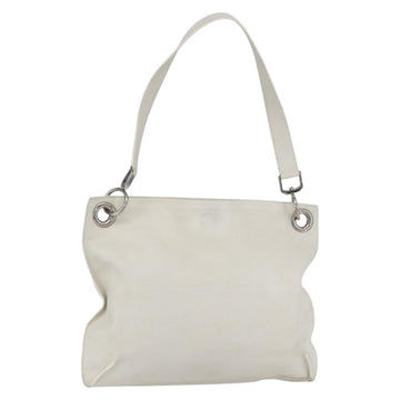 LOEWE Shoulder Bag Leather White Silver Auth bs31203
