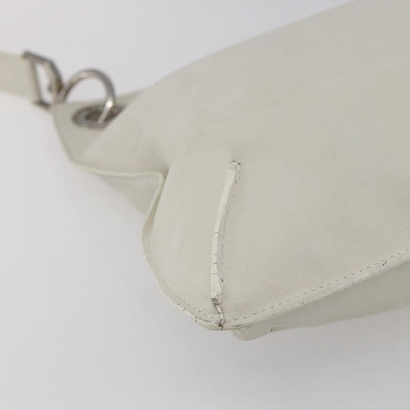 LOEWE Shoulder Bag Leather White Silver Auth bs31203