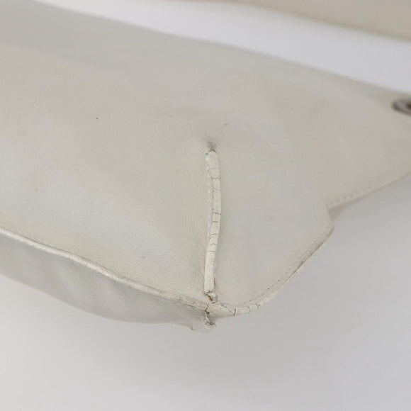 LOEWE Shoulder Bag Leather White Silver Auth bs31203