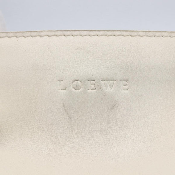LOEWE Shoulder Bag Leather White Silver Auth bs31203