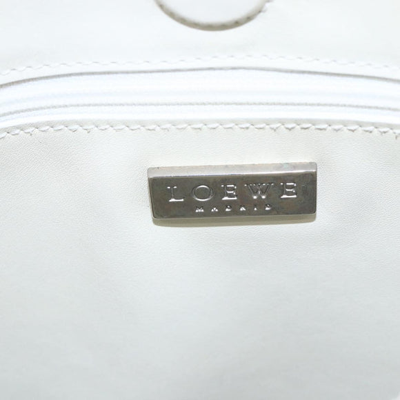 LOEWE Shoulder Bag Leather White Silver Auth bs31203