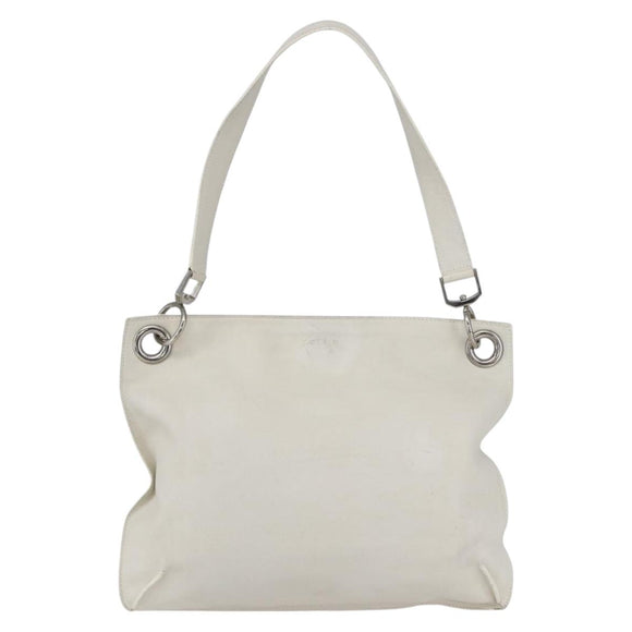 LOEWE Shoulder Bag Leather White Silver Auth bs31203