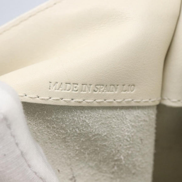 LOEWE Shoulder Bag Leather White Silver Auth bs31203