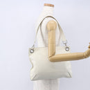 LOEWE Shoulder Bag Leather White Silver Auth bs31203-22