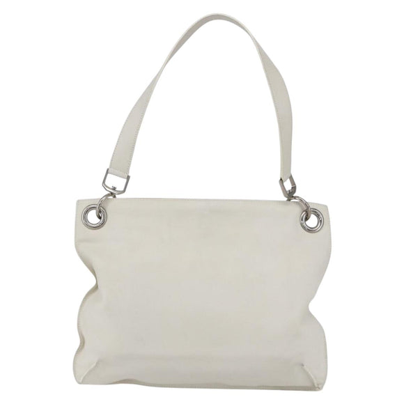 LOEWE Shoulder Bag Leather White Silver Auth bs31203