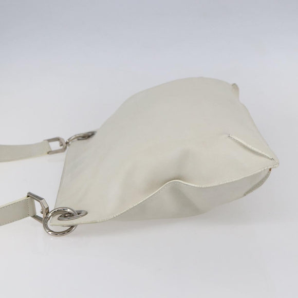 LOEWE Shoulder Bag Leather White Silver Auth bs31203