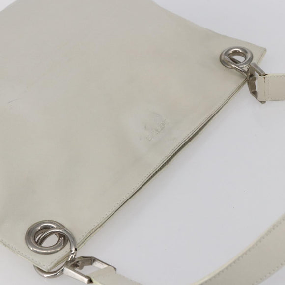 LOEWE Shoulder Bag Leather White Silver Auth bs31203