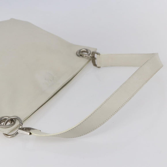 LOEWE Shoulder Bag Leather White Silver Auth bs31203