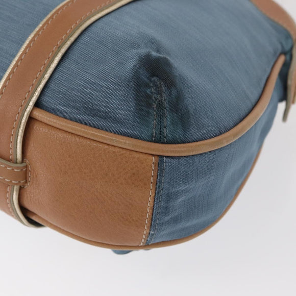 LOEWE Anagram Hand Bag Nylon Blue Gold Auth bs31204