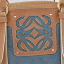 LOEWE Anagram Hand Bag Nylon Blue Gold Auth bs31204-17