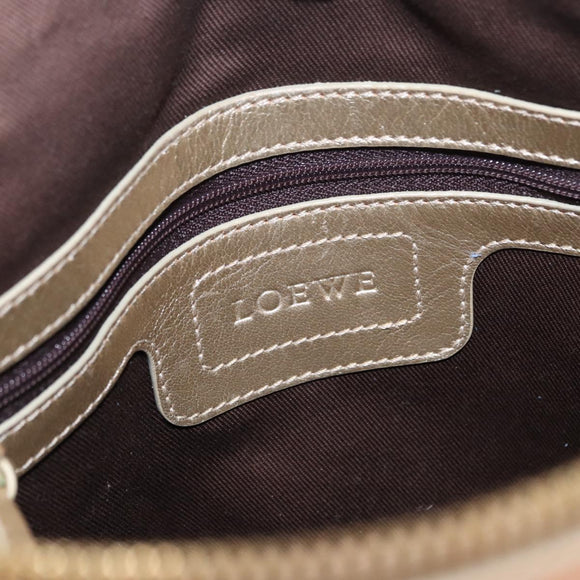 LOEWE Anagram Hand Bag Nylon Blue Gold Auth bs31204