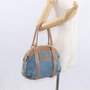 LOEWE Anagram Hand Bag Nylon Blue Gold Auth bs31204-24