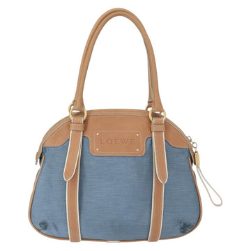 LOEWE Anagram Hand Bag Nylon Blue Gold Auth bs31204 - 0