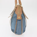 LOEWE Anagram Hand Bag Nylon Blue Gold Auth bs31204-3