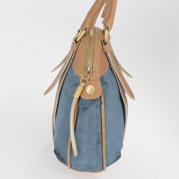 LOEWE Anagram Hand Bag Nylon Blue Gold Auth bs31204