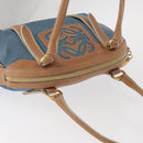 LOEWE Anagram Hand Bag Nylon Blue Gold Auth bs31204-6