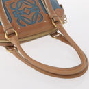 LOEWE Anagram Hand Bag Nylon Blue Gold Auth bs31204-7