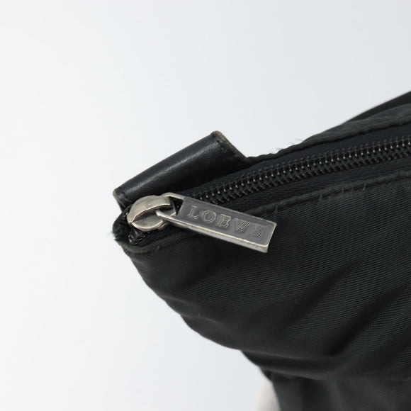 LOEWE Tote Bag Nylon Leather Black Silver Auth bs31205