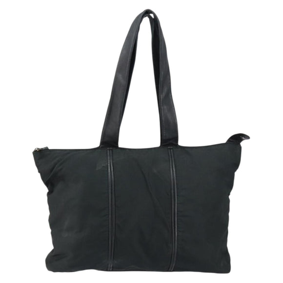 LOEWE Tote Bag Nylon Leather Black Silver Auth bs31205