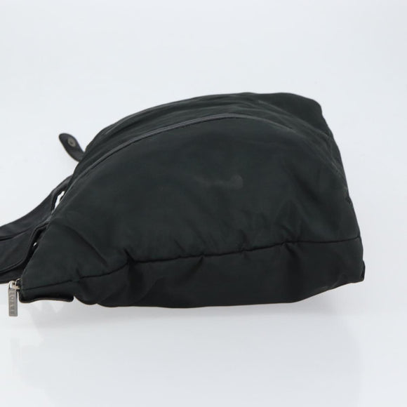 LOEWE Tote Bag Nylon Leather Black Silver Auth bs31205