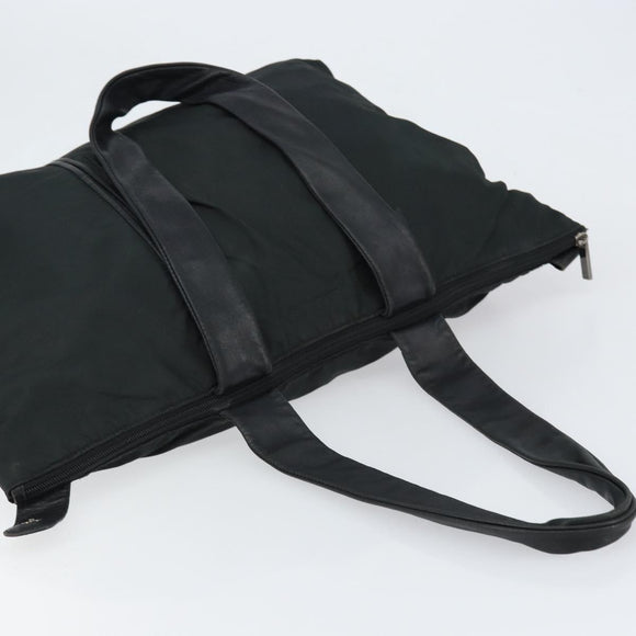 LOEWE Tote Bag Nylon Leather Black Silver Auth bs31205