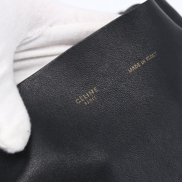 CELINE Horizontalkava Tote Bag Leather Black Gold Auth bs31206