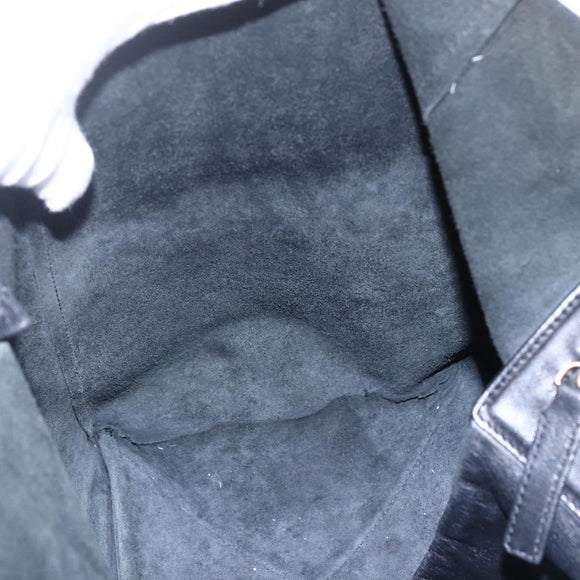 CELINE Horizontalkava Tote Bag Leather Black Gold Auth bs31206