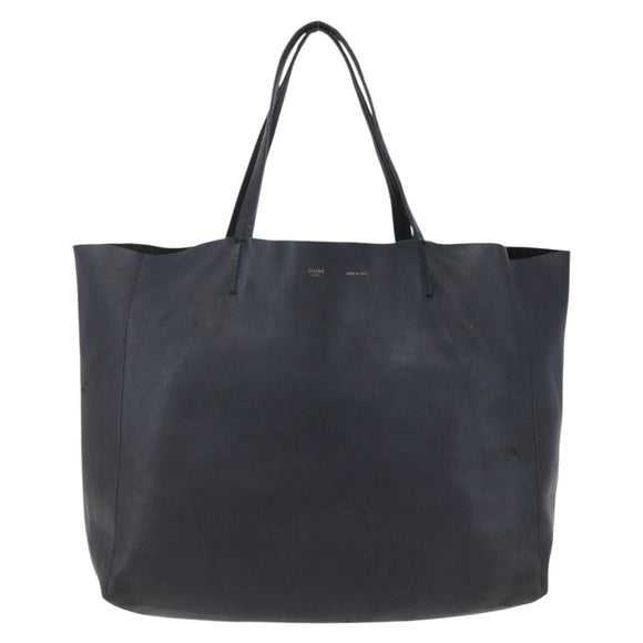 CELINE Horizontalkava Tote Bag Leather Black Gold Auth bs31206