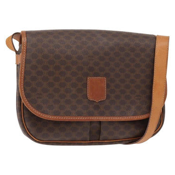 CELINE Macadam Canvas Shoulder Bag PVC Leather Brown Gold Auth bs31207