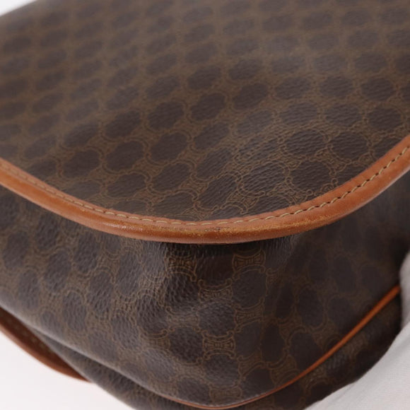 CELINE Macadam Canvas Shoulder Bag PVC Leather Brown Gold Auth bs31207