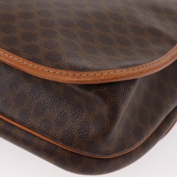 CELINE Macadam Canvas Shoulder Bag PVC Leather Brown Gold Auth bs31207