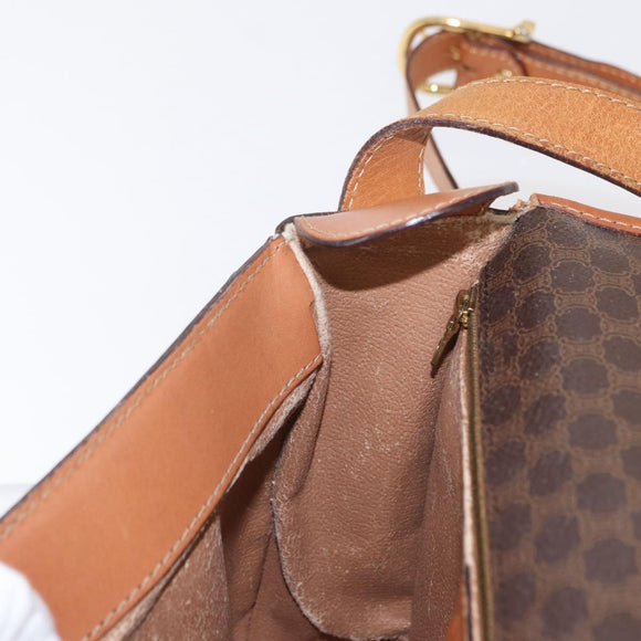 CELINE Macadam Canvas Shoulder Bag PVC Leather Brown Gold Auth bs31207