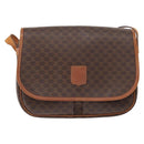 CELINE Macadam Canvas Shoulder Bag PVC Leather Brown Gold Auth bs31207-13