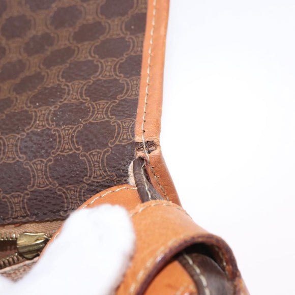 CELINE Macadam Canvas Shoulder Bag PVC Leather Brown Gold Auth bs31207