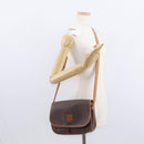 CELINE Macadam Canvas Shoulder Bag PVC Leather Brown Gold Auth bs31207-24