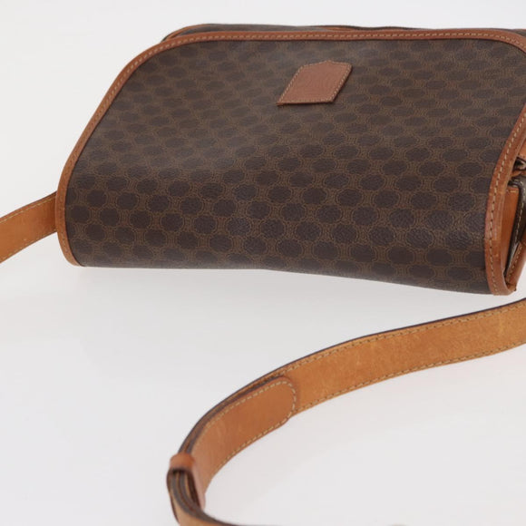 CELINE Macadam Canvas Shoulder Bag PVC Leather Brown Gold Auth bs31207