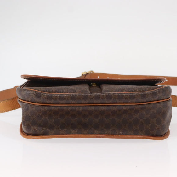 CELINE Macadam Canvas Shoulder Bag PVC Leather Brown Gold Auth bs31207