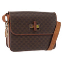 CELINE Macadam Canvas Shoulder Bag PVC Leather Brown Gold Auth bs31208-1