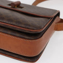 CELINE Macadam Canvas Shoulder Bag PVC Leather Brown Gold Auth bs31208-15