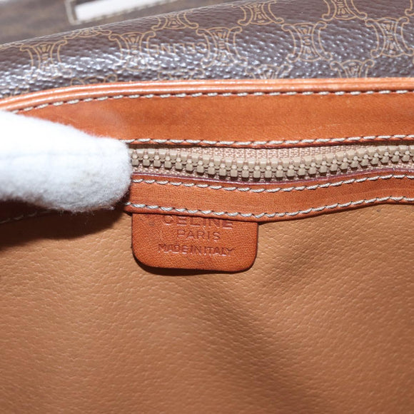 CELINE Macadam Canvas Shoulder Bag PVC Leather Brown Gold Auth bs31208