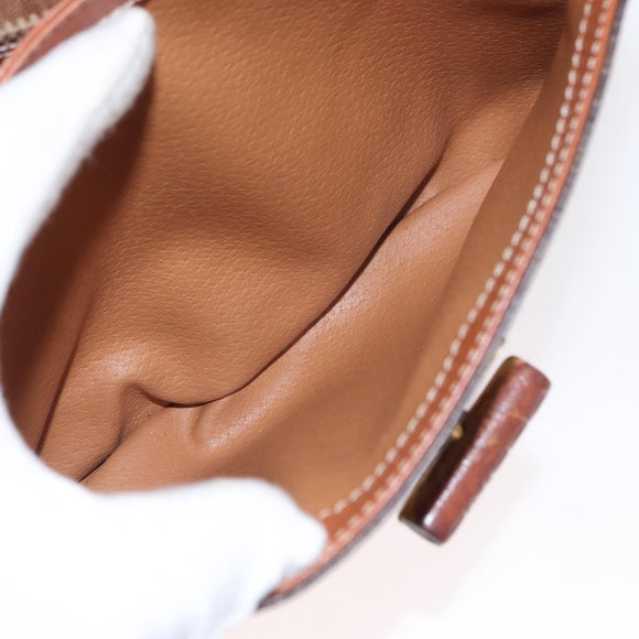 CELINE Macadam Canvas Shoulder Bag PVC Leather Brown Gold Auth bs31208